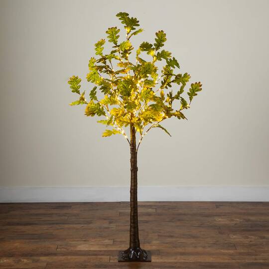 6ft. Pre-Lit Green Autumn Oak Artificial Fall Tree with 250 Warm White LED Lights